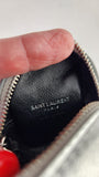 YSL Silver Leather Jaime Cube Charm Pouch - G0719