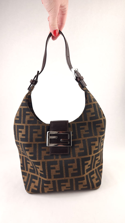 Fendi Zucca Brown Canvas Mamma Bucket Bag - G0570
