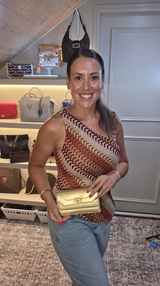 Chanel Gold Leather Pouch - 3500
