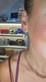 Louis Vuitton Gold Tone Padlock Pierced Earrings - G0651