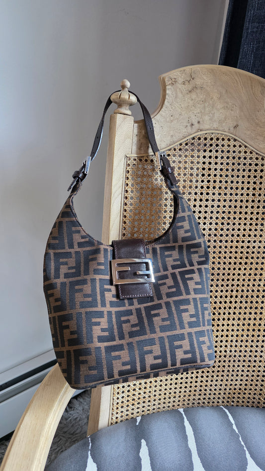 Fendi Zucca Brown Canvas Mamma Bucket Bag - G0570