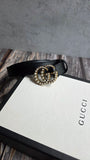 Gucci Marmont Black Leather Belt w/ Pearl GG - 3601