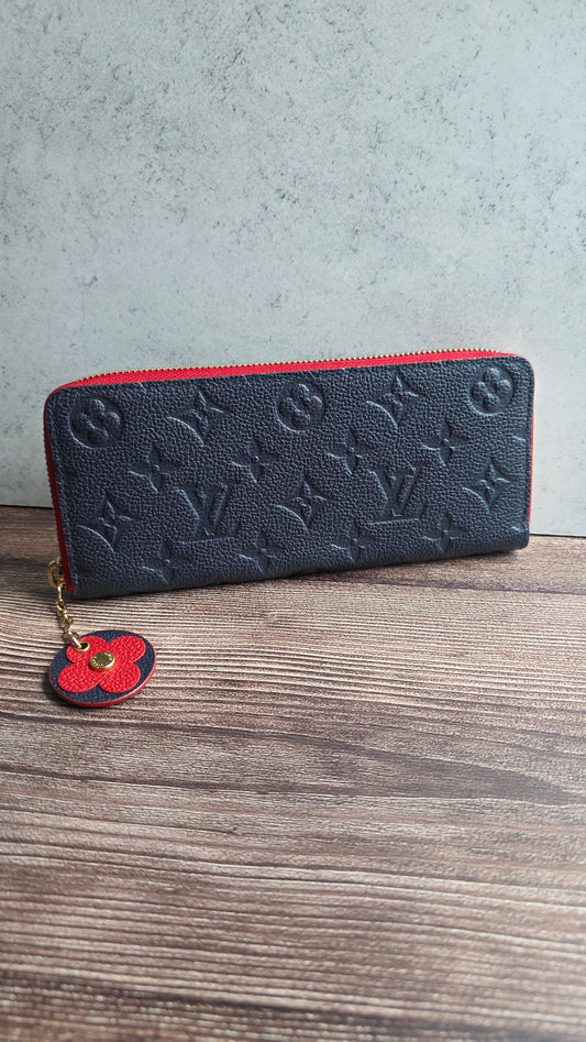 Louis Vuitton Clemence Navy/Red Long Wallet - G0546