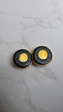 Hermes Clou de Selle Black Leather Clip-on Earrings - G0553