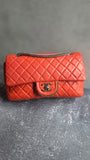 Chanel Matelasse Red Lambskin Double Flap Shoulder Bag - G0465