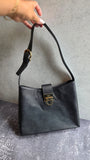 Salvatore Ferragamo Gancini Black Leather Shoulder Bag - 3373