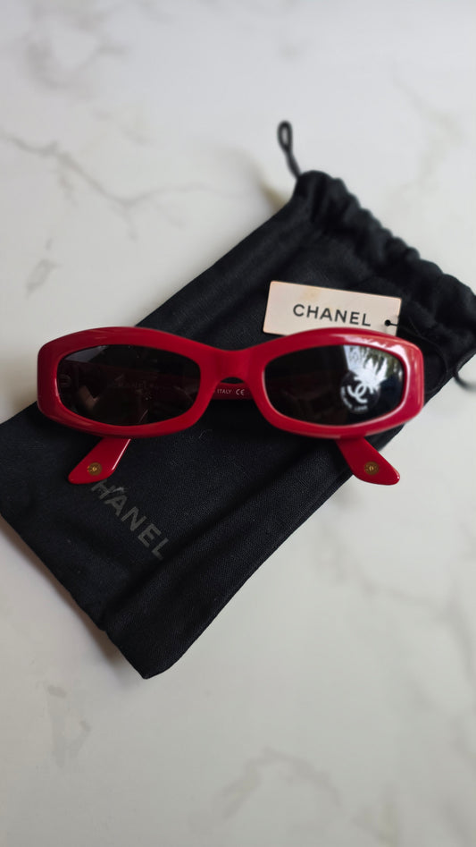 Chanel Red Thin Sunglasses - 3558