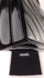 Chanel Black Patent Leather V-Stitch Box Shoulder Bag - G0728
