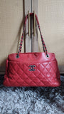 Chanel Matelasse Red Lambskin Chain Shoulder Bag - 3472