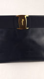 Salvatore Ferragamo Navy Leather Clutch/Shoulder Bag - G0658