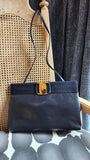 Salvatore Ferragamo Navy Leather Clutch/Shoulder Bag - G0658