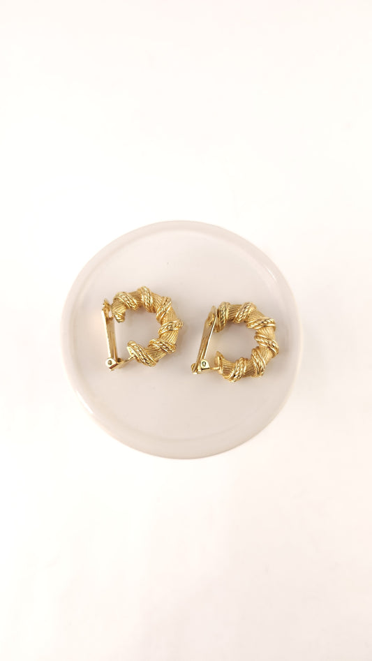 Christian Dior Gold Tone Braided Hoop Clip-on Earrings - G0482