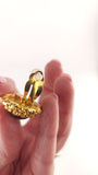 Chanel Gold Tone Tiger Eye Clip-on Earrings - G0752