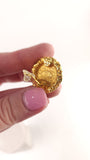 Chanel Gold Tone Tiger Eye Clip-on Earrings - G0752
