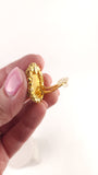 Chanel Gold Tone Tiger Eye Clip-on Earrings - G0752