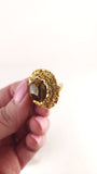 Chanel Gold Tone Tiger Eye Clip-on Earrings - G0752