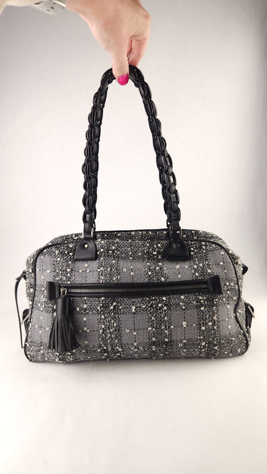 Salvatore Ferragamo Black/Grey Tweed Shoulder Bag - G0818