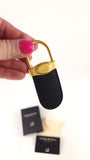 Dunhill Black Leather & Gold Tone Keychain - G0849