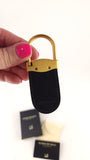 Dunhill Black Leather & Gold Tone Keychain - G0849