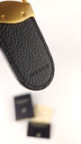 Dunhill Black Leather & Gold Tone Keychain - G0849