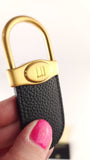 Dunhill Black Leather & Gold Tone Keychain - G0849