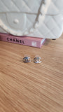 Chanel CC Silver Tone Pierced Earrings - 3707