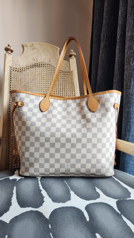Louis Vuitton Damier Azur Neverfull MM Tote Bag - 3742