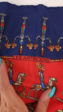 Hermes Carre 90 "Les Artificiers" Red Silk Scarf - 3760