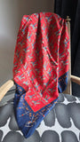 Hermes Carre 90 "Les Artificiers" Red Silk Scarf - 3760