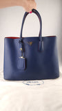 Prada Blue Saffiano Leather Double Tote Bag - R0014