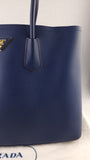 Prada Blue Saffiano Leather Double Tote Bag - R0014