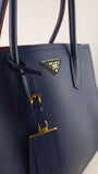 Prada Blue Saffiano Leather Double Tote Bag - R0014