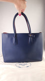 Prada Blue Saffiano Leather Double Tote Bag - R0014