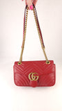 Gucci Marmont Red Leather Shoulder Bag - R0007