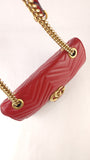 Gucci Marmont Red Leather Shoulder Bag - R0007