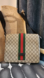 Gucci GG Supreme Web Brown Flap Messenger Bag - R0004