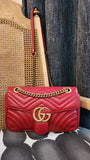 Gucci Marmont Red Leather Shoulder Bag - R0007