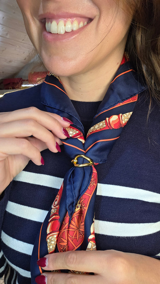 Hermes Jumbo Gold Tone Scarf Ring - G0851