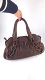 Salvatore Ferragamo Brown Leather Gancini Handbag - 3796