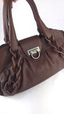 Salvatore Ferragamo Brown Leather Gancini Handbag - 3796