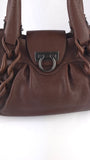 Salvatore Ferragamo Brown Leather Gancini Handbag - 3796