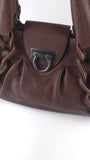 Salvatore Ferragamo Brown Leather Gancini Handbag - 3796