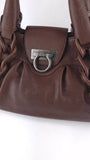 Salvatore Ferragamo Brown Leather Gancini Handbag - 3796