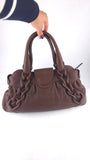 Salvatore Ferragamo Brown Leather Gancini Handbag - 3796