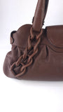Salvatore Ferragamo Brown Leather Gancini Handbag - 3796