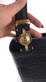 Versace Black Leather Sunburst Medusa Shoulder Bag - R0031