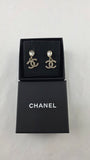 Chanel CC Gold Tone Rhinestone Pierced Earrings - 3812