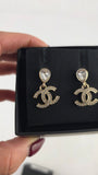 Chanel CC Gold Tone Rhinestone Pierced Earrings - 3812
