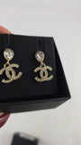 Chanel CC Gold Tone Rhinestone Pierced Earrings - 3812