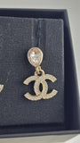 Chanel CC Gold Tone Rhinestone Pierced Earrings - 3812